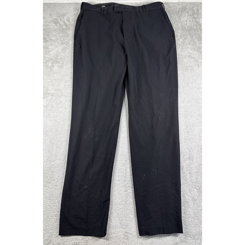 IZOD Men's Comfort Stretch‎ Straight-Fit Flat Front Dress Pants Black Size 36x34